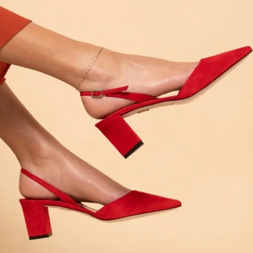 Tamara Mellon Liaison Red Sling Back Pumps NIB